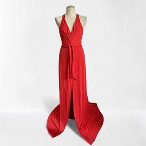 BCBGMAXAZRIA Sophia Wrap Gown - Paprika Red